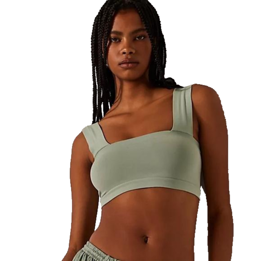 Free People Intimately Green Straight Lines Square Neck Bralette Size M/L